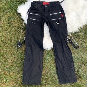 Tripp NYC✖️Chains Black Rhinestones Gothic Punk Emo Straps Baggy Pants 3